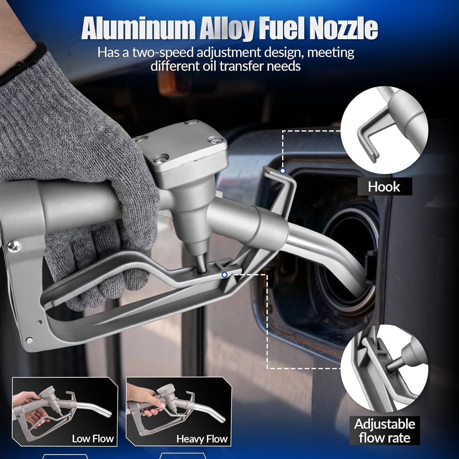 12V DC Diesel Transfer Pump Kit, Loksun 11.9 GPM Electric Fuel Pump with Nozzle & Hoses for Transferring Diesel, Kerosene, Machine and Transformer Oil