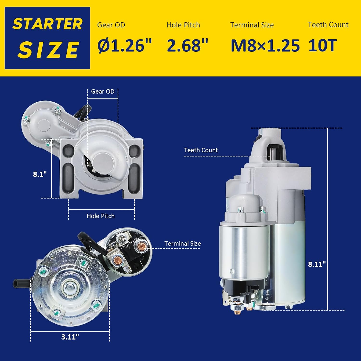 10 Teeth Kohler Starter Replacement 2509808 2509809 2509811 8000335 15 16 17 18 20 21 22 23 25 26 27 28 30 31 HP, Cub Cadet 2176-5252 M48-60 LT GT ZForce John Deere 800 M L LX F Sabre Toro Dingo TX Z