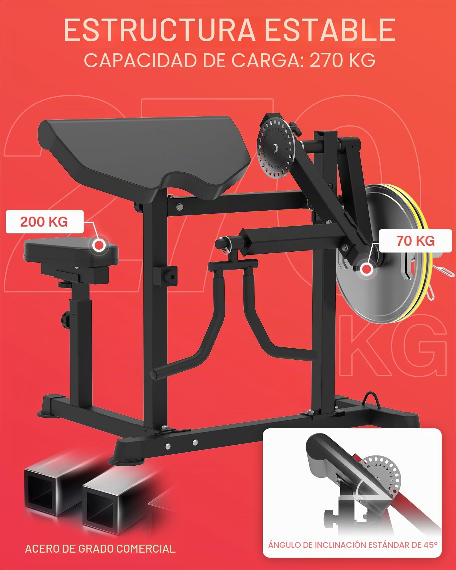 HVO Banco de Bíceps y Tríceps: Banco Ajustable 2-en-1 para Curl de Bíceps y Extensiones de Tríceps Sentado – Banco de Musculación para Entrenamiento de Brazos en Casa, Negro