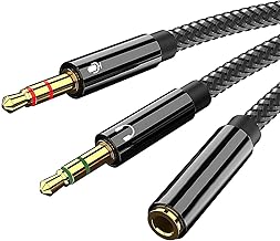 1 Pcs Headphone Splitter, 3.5mm Headset Audio Splitter, Aux Splitters, Headphone Splitters 2 Way, For Gaming Headset, Earphone, Speaker, Desktop, Laptop (Black)