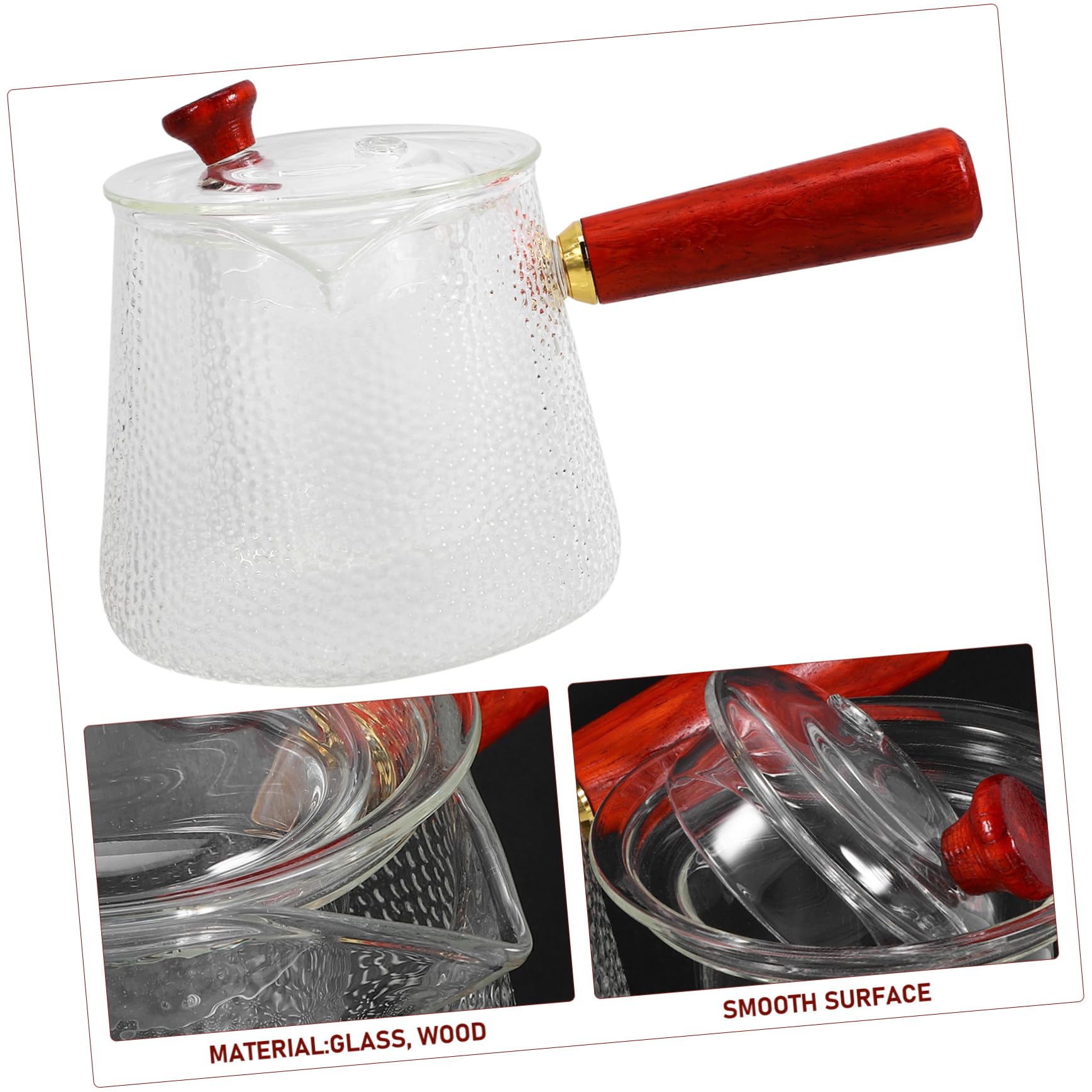 ULTECHNOVO Glaskessel mit Seitlichem Griff Teekanne aus Glas für Losen Tee Teebereiter mit Komfortablem Griff für Zuhause und Partys