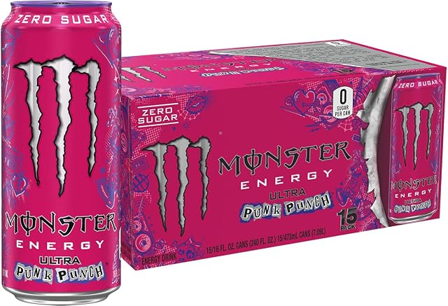 Monster Energy Ultra Punk Punch Sugar Free Energy Drink 16 Ounce Pack of 15