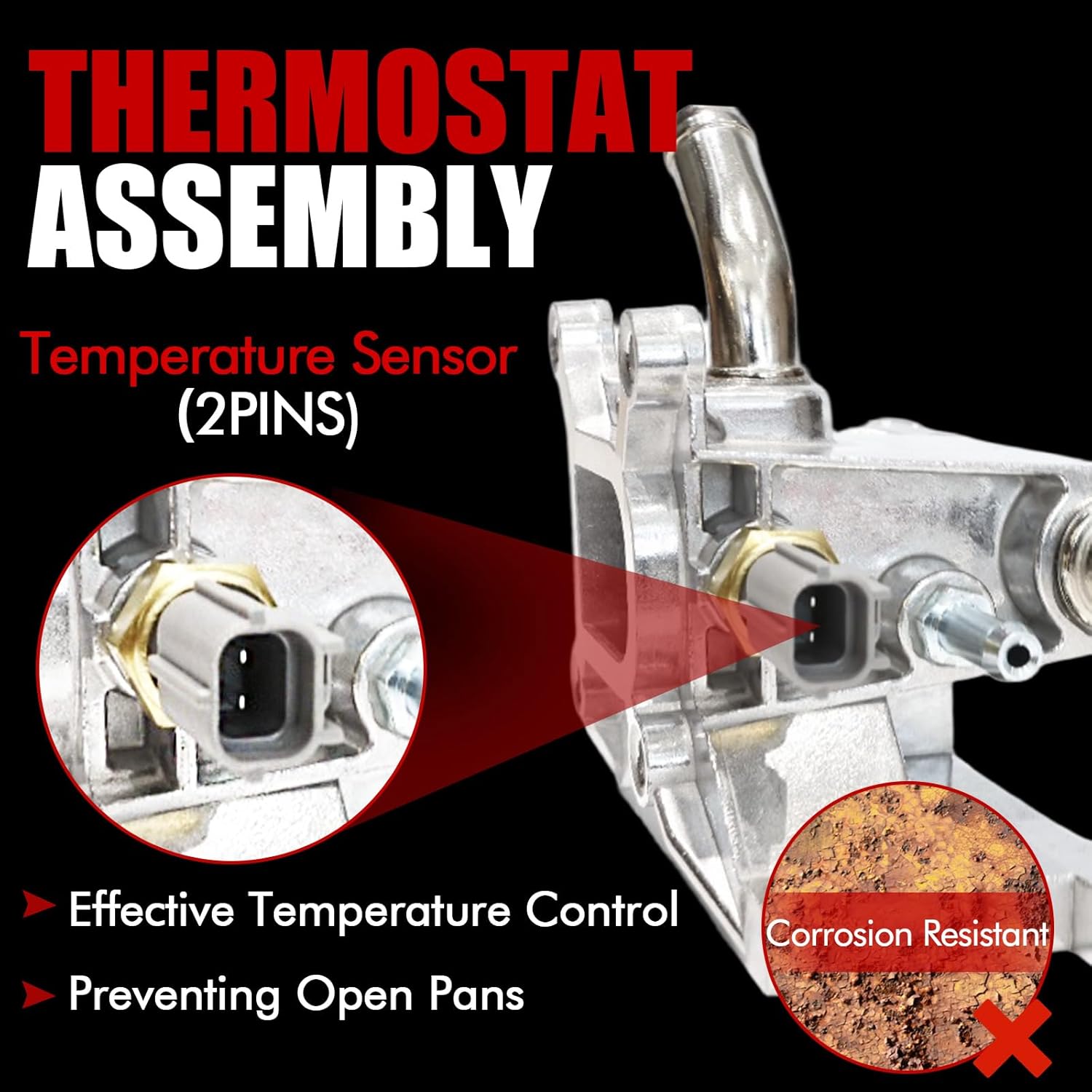 MITZONE Engine Coolant Thermostat Housing Water Outlet Assembly Compatible with 2.0L 2.3L 2.5L 2006-2015 Mazda 3/5/6/CX-7 2004-2015 Ford Focus S-MAX