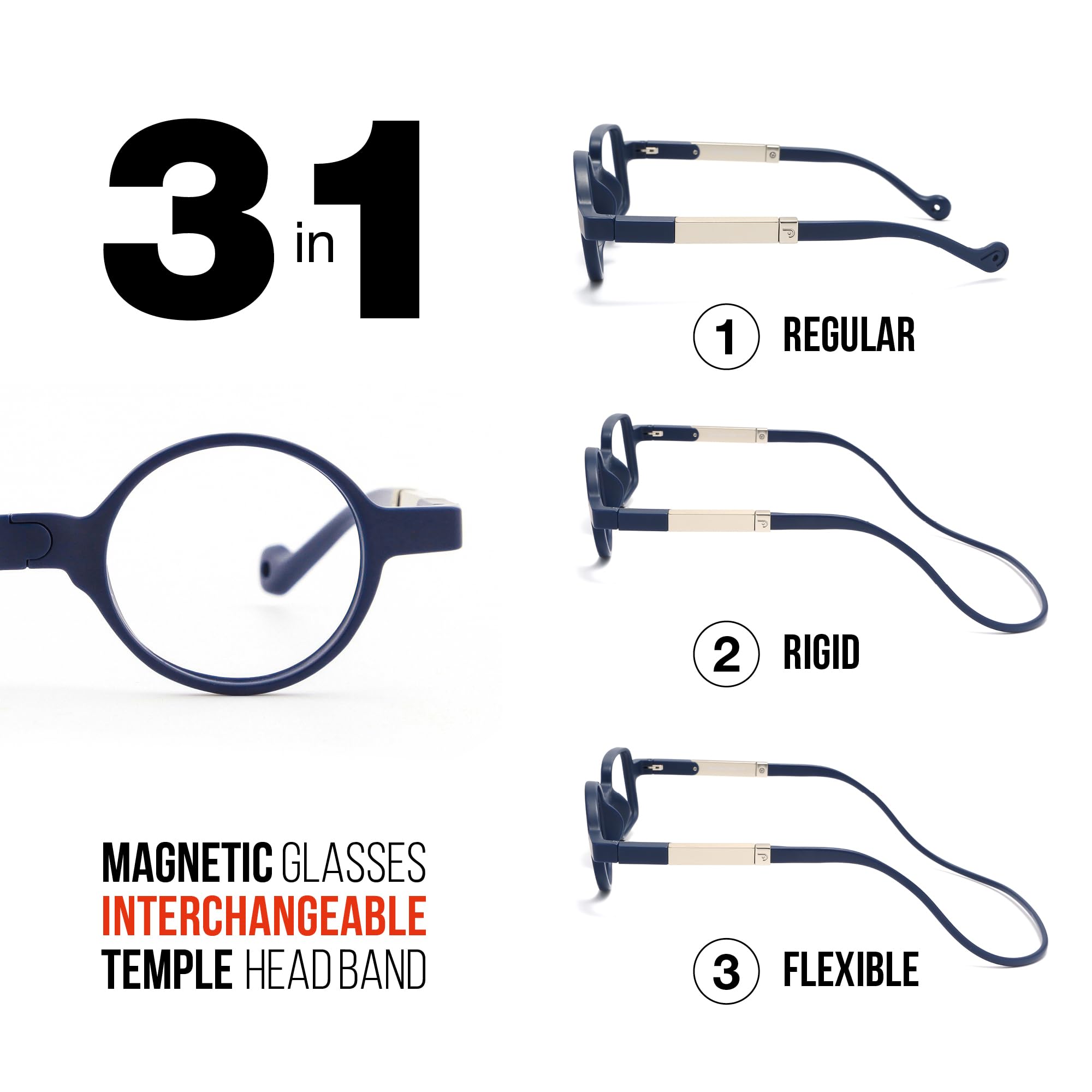 DIDINSKY Krik Gafas de Lectura Magnéticas, Filtro Luz Azul | Cierre magnético frontal · Para leer de cerca · Filtro de luz azul · Aumento +1.0 a +3.0 · Incluye funda