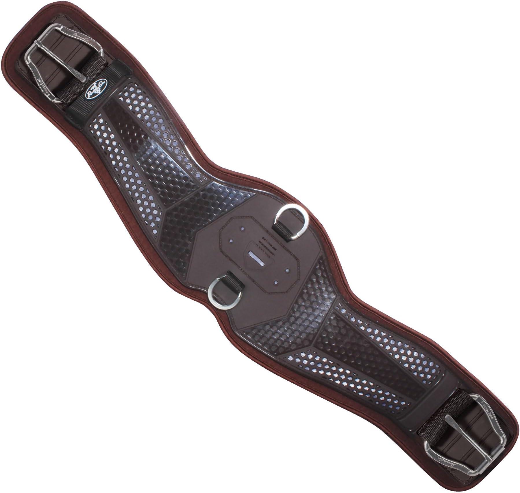 Professional's Choice Contoured VenTECH Cinch for Horses - Durable Ventilated TPU Outer Shell Breathable Saddle Fixation with Stainless Steel Buckles - Lining Options