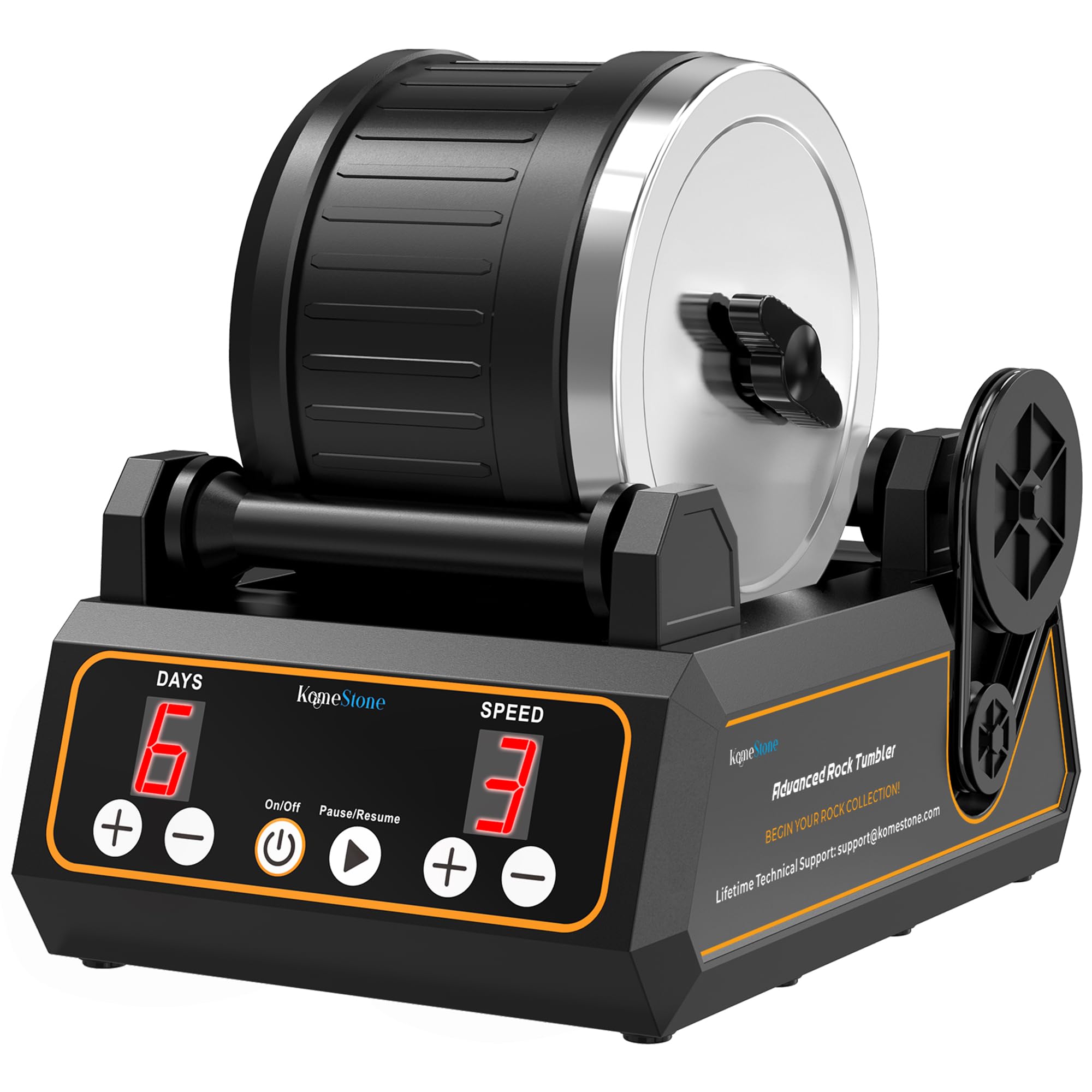 KomeStone K1 Large 2.5LB Barrel Professional Rock Polisher Tumbler Kit, with Advanced 3-Speed Motor & 9-Day Timer, Create Stunning Gems Full Accessories Included, Ideal Science STEM Gift for All