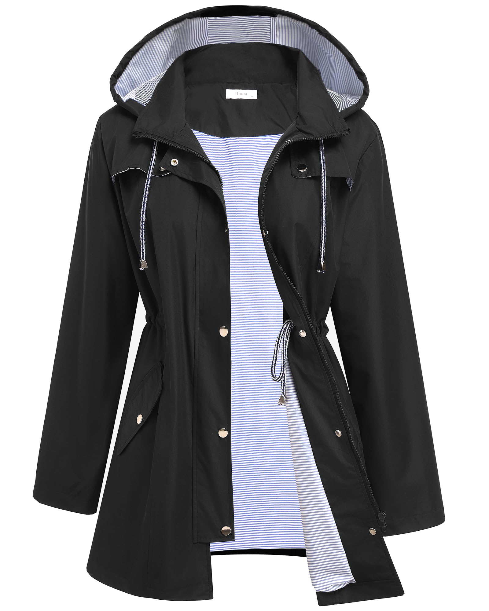 Hount Women Lightweight Waterproof Lined Raincoat Trench