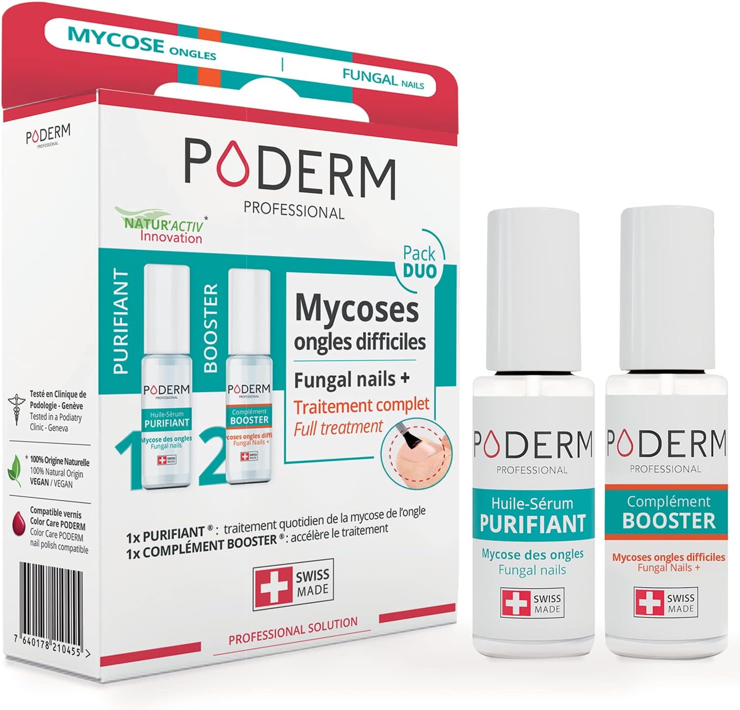PODERM - PACK OF 2 SEVERE FUNGAL INFECTION PRODUCTS - Special comprehensive treatment for difficult to treat fungal infections - Professional foot/hand treatment - Quick & easy - Swiss Made