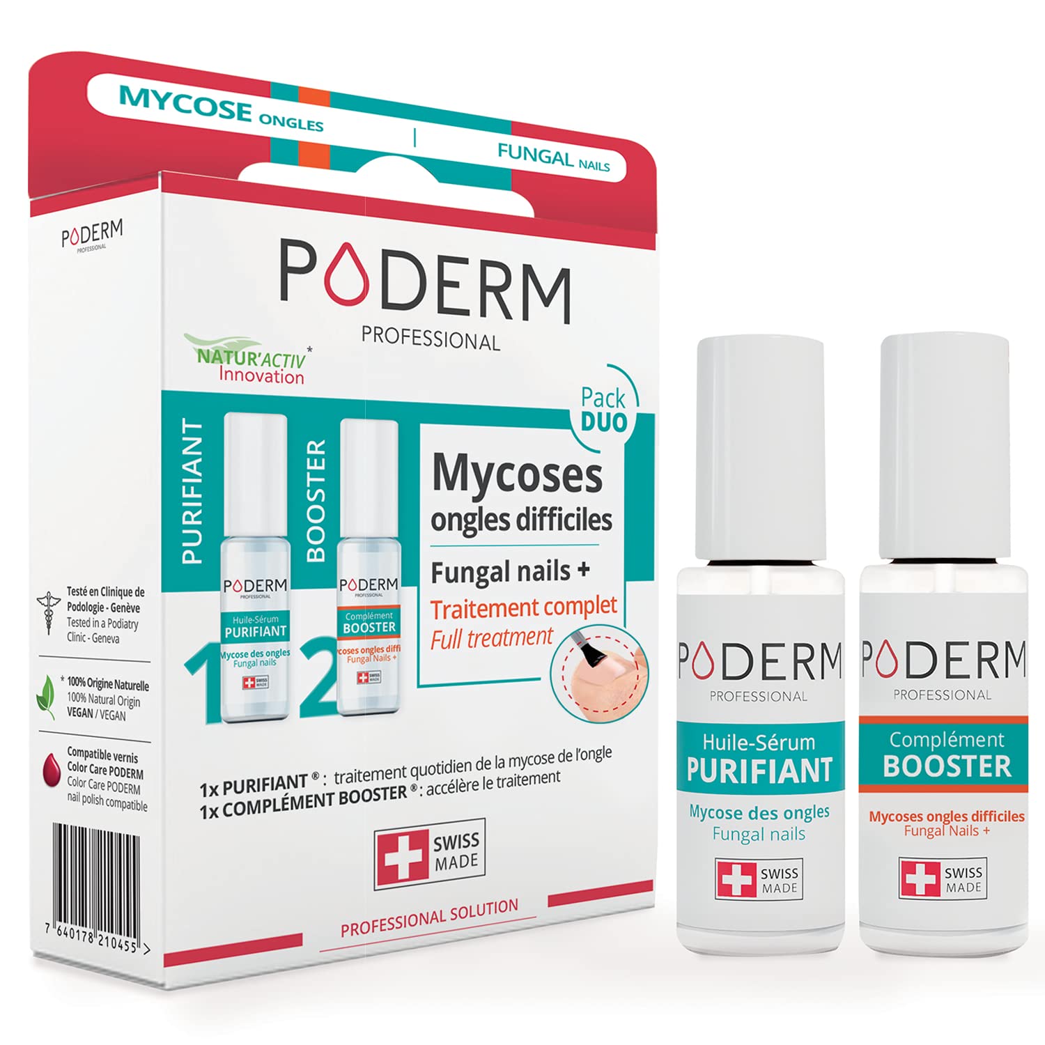 PODERM - PACK OF 2 SEVERE FUNGAL INFECTION PRODUCTS - Special comprehensive treatment for difficult to treat fungal infections - Professional foot/hand treatment - Quick & easy - Swiss Made
