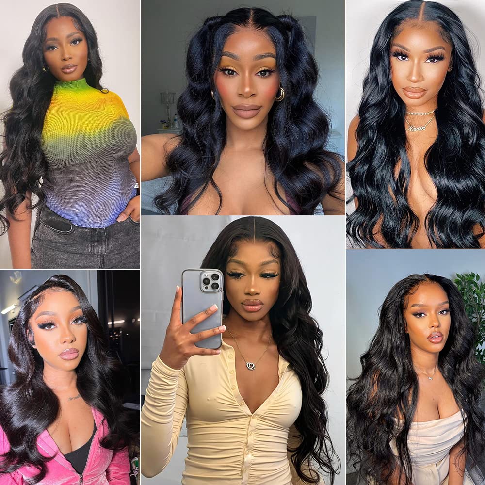 Body Wave Lace Front Wigs Human Hair Pre Plucked with Baby Hair Lace Closure Wigs Human Hair 4x4 Glueless HD Lace Closure Wigs for Black Women 100% Brazilian Virgin Human Hair Wig 22 Inch