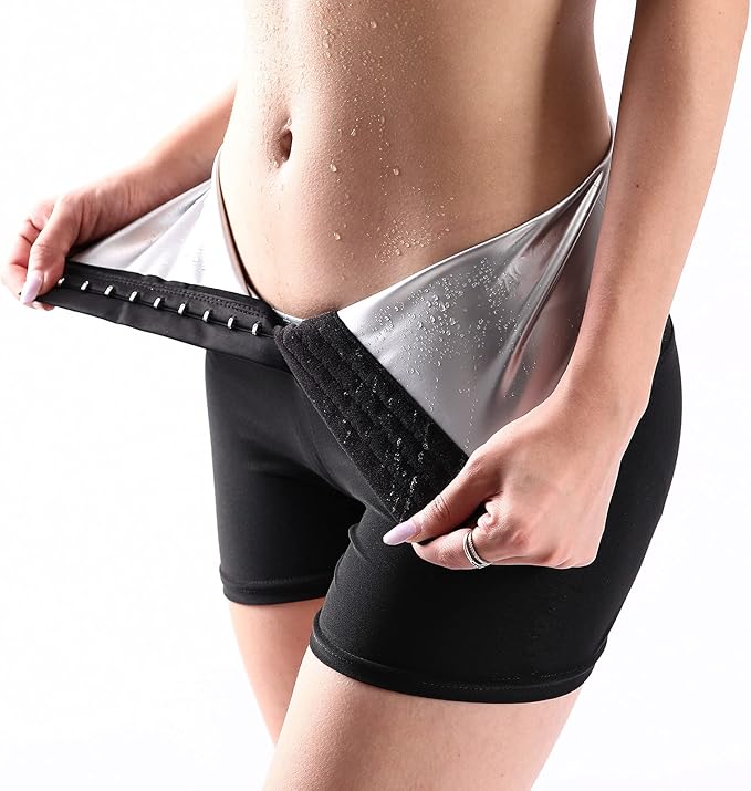 Nbaa Frauen Abnehmen Schwitzhose Schwitzen Zweireiher Elastische Taille Trainer Bauch Kontrolle Fitness Leggings Body Shaper Yoga Hose Funf Punkt Hose Dreipunkthose Hose Amazon De Bekleidung