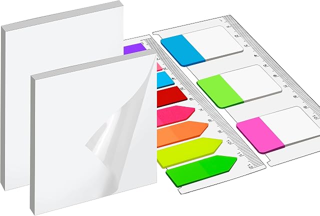 320Pcs Transparent Sticky Notes Set, FANDAMEI Clear Sticky Tabs for Reading Page Markers, Medium Index Tab & Self-Stick Note Pads as Book Tabs Classify Files Tabs Flags Sticky Tabs(3×3, 3.7×2.7 in)