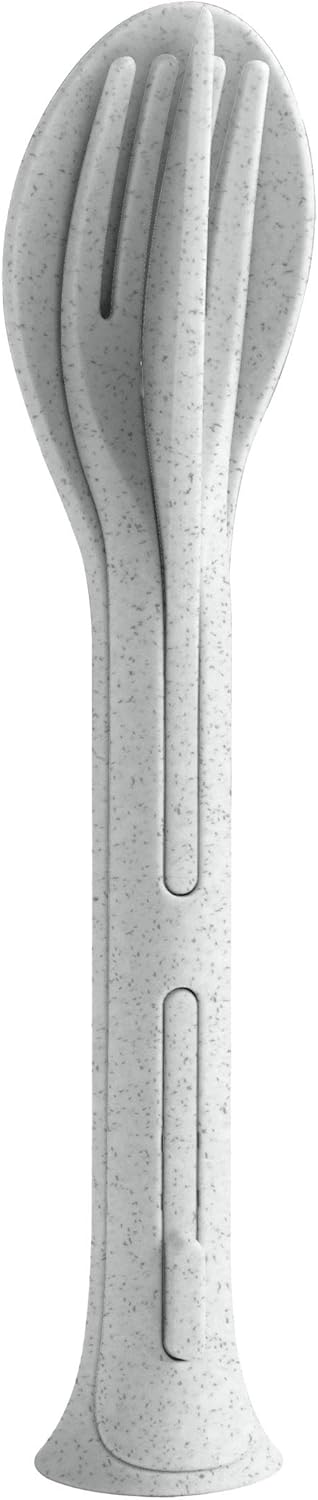 Koziol 4036670 KLIKK POCKET Plastic, Reusable, Knife, Fork, Spoon, Outdoor, Camping, Picnic, Hiking, Vacation, Lunch to go, Cutlery Set of Three, Organic Grey