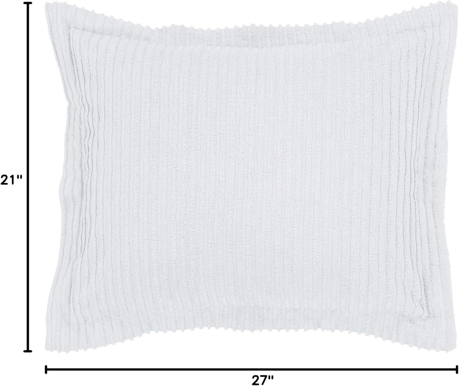 Better Trends Jullian Collection is Super Soft and Light Weight in Bold Stripes Design 100% Cotton Tufted Unique Luxurious Machine Washable Tumble Dry, Standard Sham, White