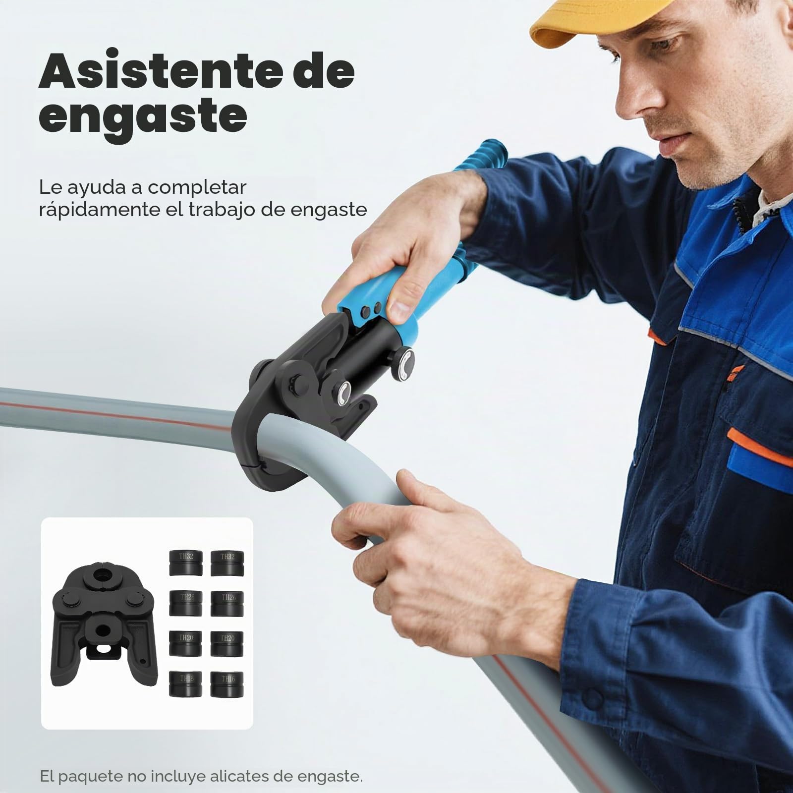 Alicates de presión profesionales con insertos TH-Contour 16-32mm, inserto de alicate de presión, para tubos compuestos de aluminio-plástico, PEX, cobre, acero inoxidable
