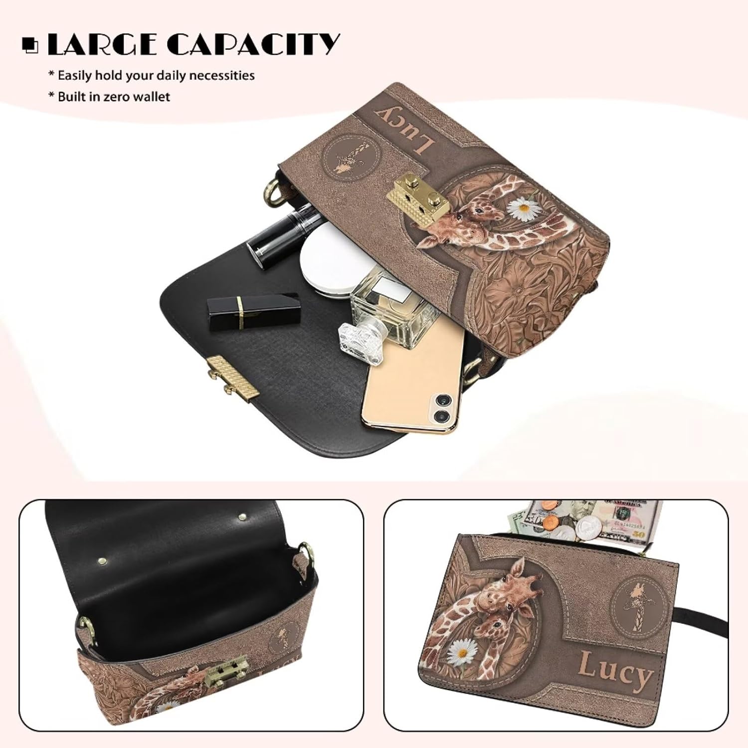 Crossbody Bag for Women Leather Small Shoulder Bag Ladies Handbag Shoulder Bag for Women for Camping Parties