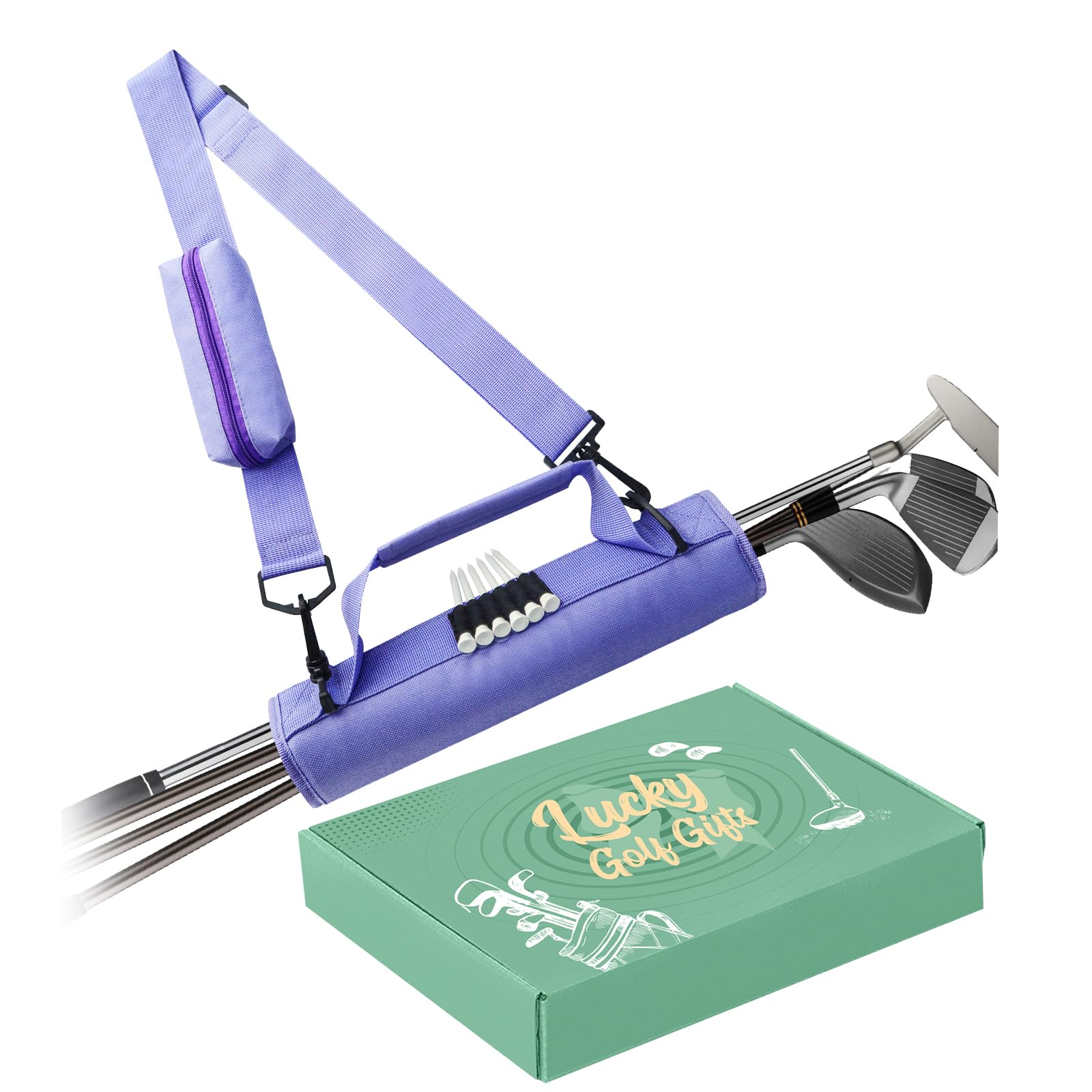 Golf Club Bag Mini Perfect for Men Women with Gift Box and Pocket and Shoulder Strap for Driving Range Course Practice Golf Bag Lightweight Foldable Durablefor (Amethyst)