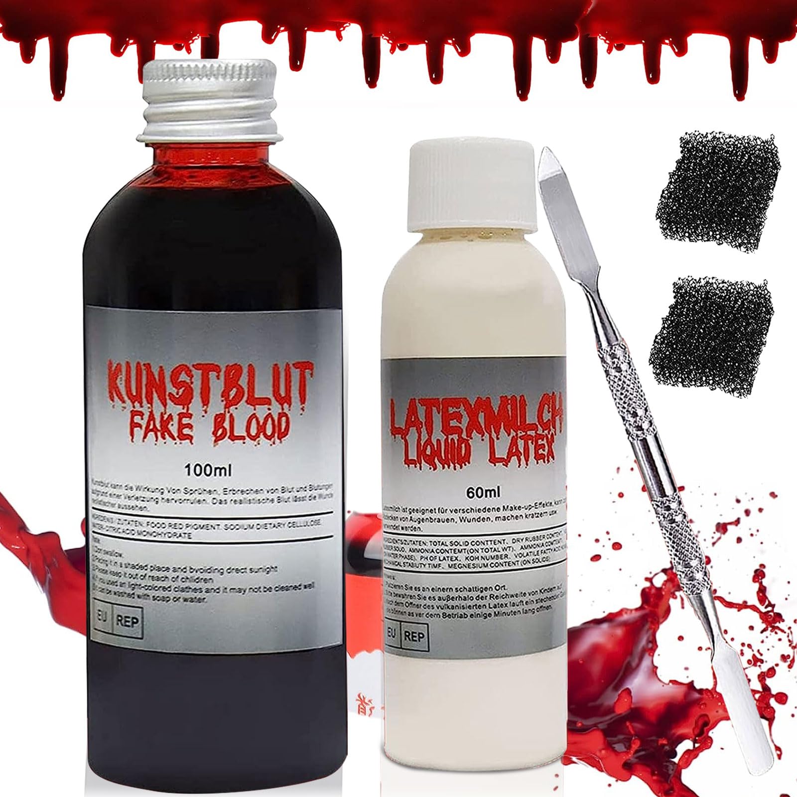 Fałszywa krew, 100 ml fałszywej krwi, Halloween sztuczny makijaż, makijaż na Halloween, efekt specjalny makijaż, zmywalna sztuczna krew, makijaż na Halloween, malowanie krwi dla zombie rany wampira