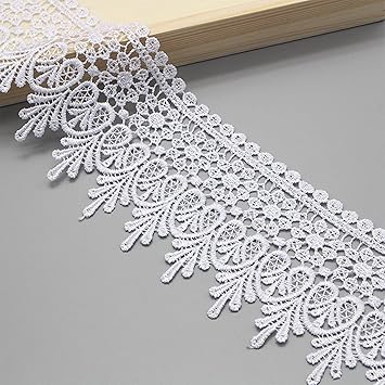 Lace Edge Trim for Sewing, 5 Yards Wide Ribbon White Trim for DIY Wedding Dress Embellishment & Party Decoration