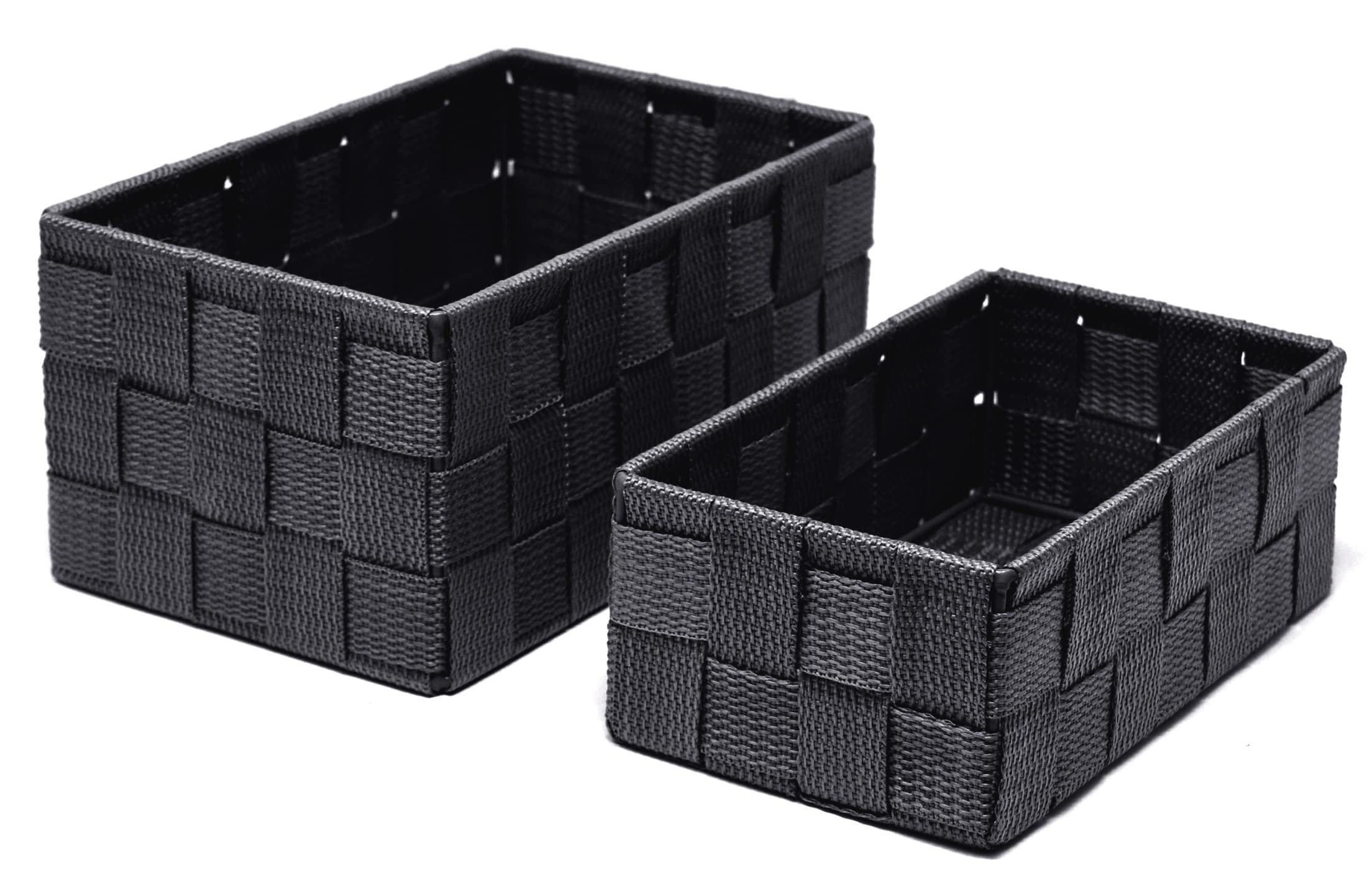 Lashuma Set di 2 cestini da bagno, colore turchese, dimensioni: 19 x 10 x 7 cm e 20 x 13 x 10 cm, cestini rettangolari