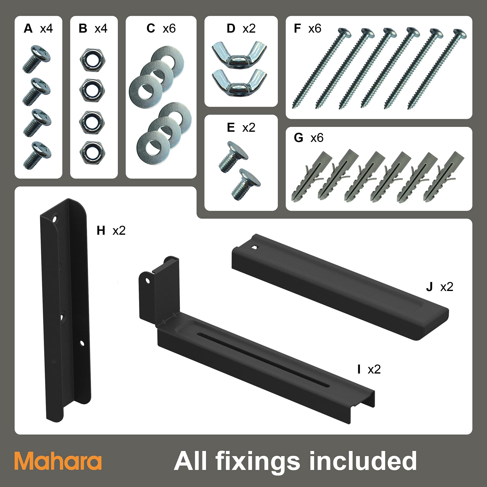 Mahara Soporte de Pared para Microndas, Produndidad Ajustable (287 - 450mm), Peso maximo 45 KG, Negro