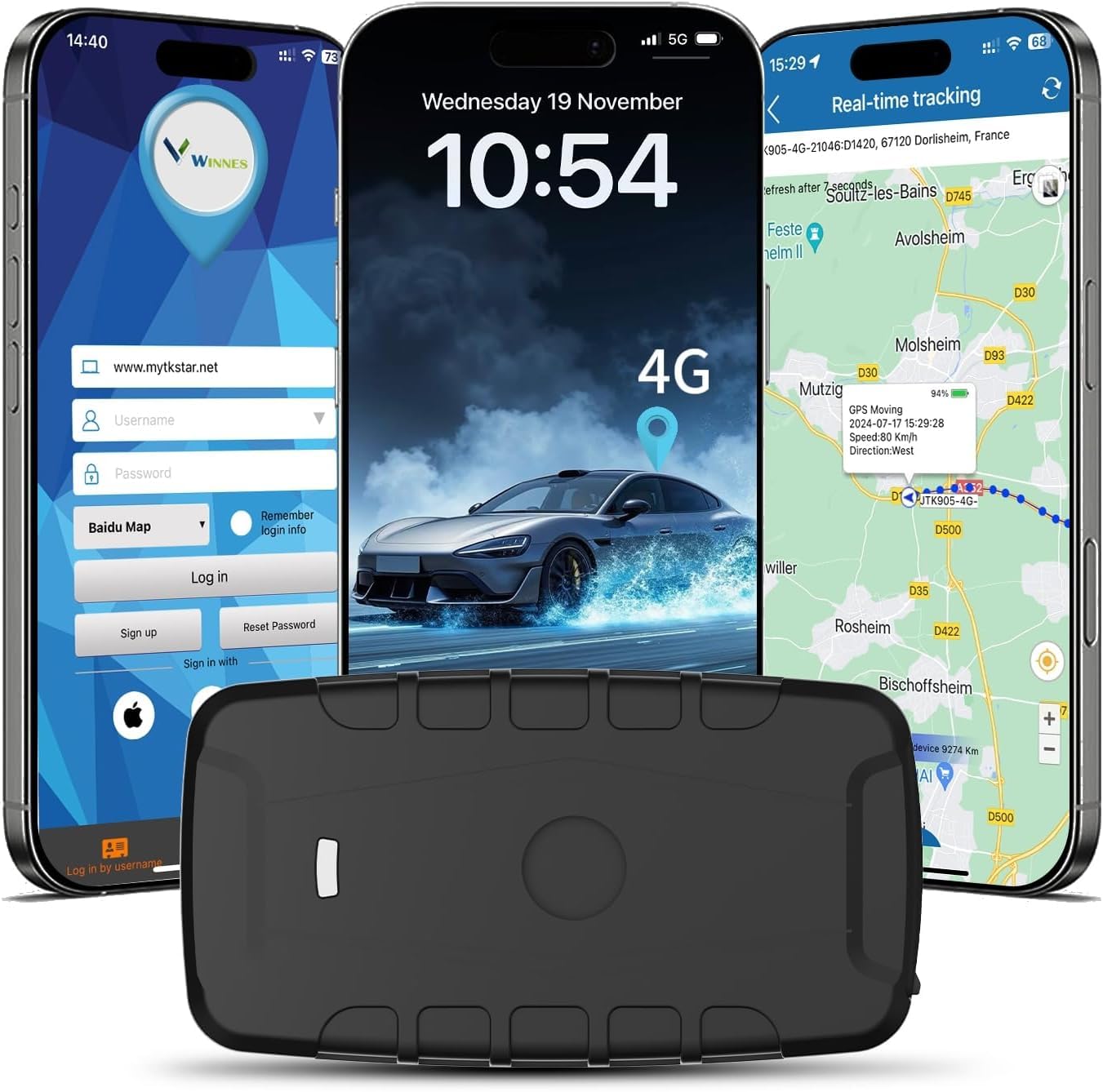 TKMARS 4G GPS Tracker Auto GPS Tracker Ohne ABO mit Kostenloser App, 20.000 Mah, bis Zu 240 Tage Akkulaufzeit