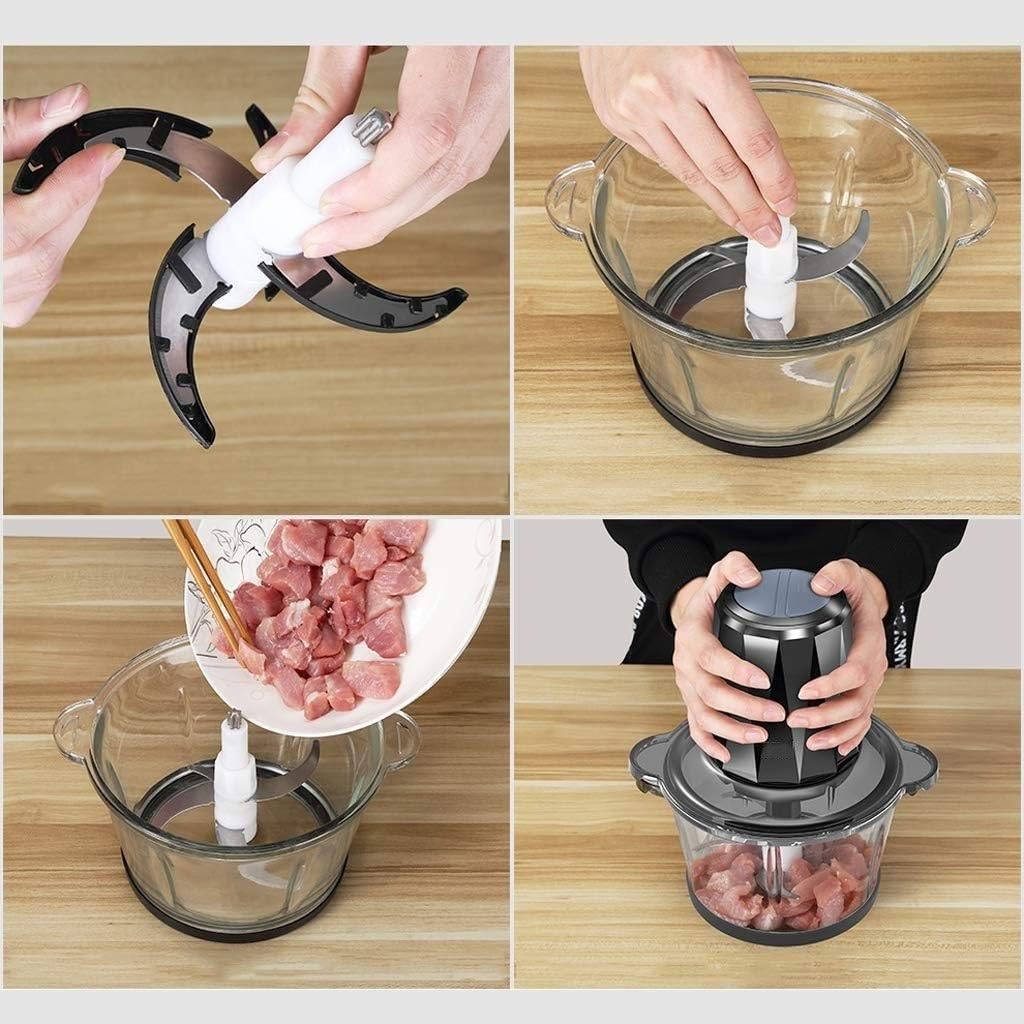 Food Processor, Household Electric Stainless Steel Automatic Meat Grinder, Meat, Vegetable, Fruit and Nut (224 * 255MM)(E)