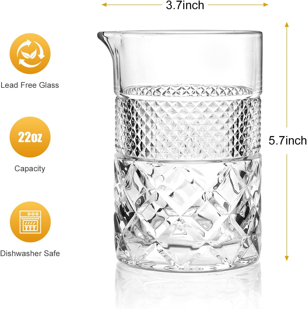 Cotail Mixing Glass, Crystal Pitcher Thi Base Design Bartending
