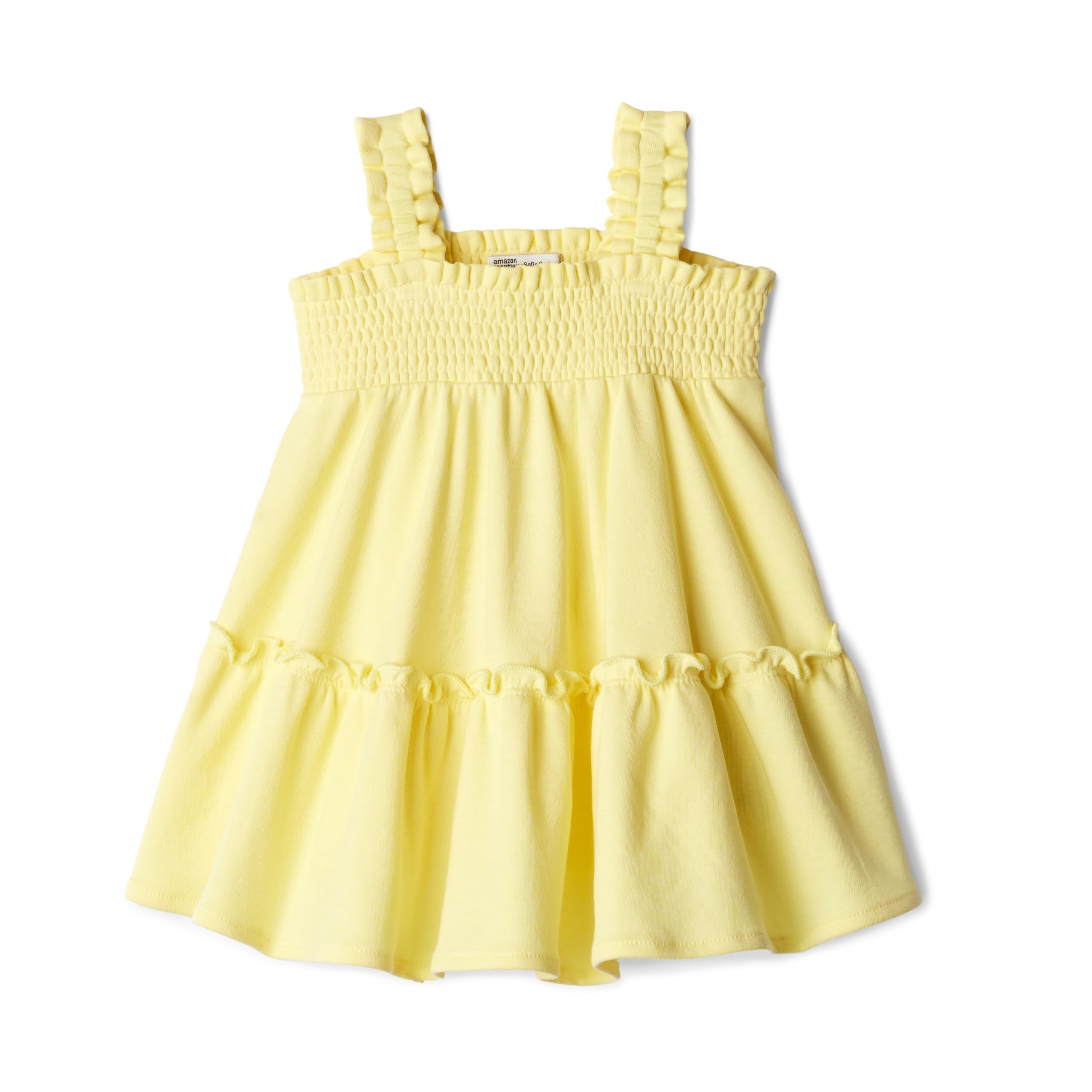 Amazon Essentials x Sofia Grainge Girls' Smocked Cotton Dress, Light Yellow, 3 Years