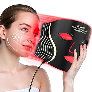 Red Light Therapy Mask for Face, 7 Colors LED Face Mask Light Therapy with Rechargeable Remote, 850NM Infrared & Red Light Mask, Portable Anti-Aging & Skin Rejuvenation Device for Home Use or Travel