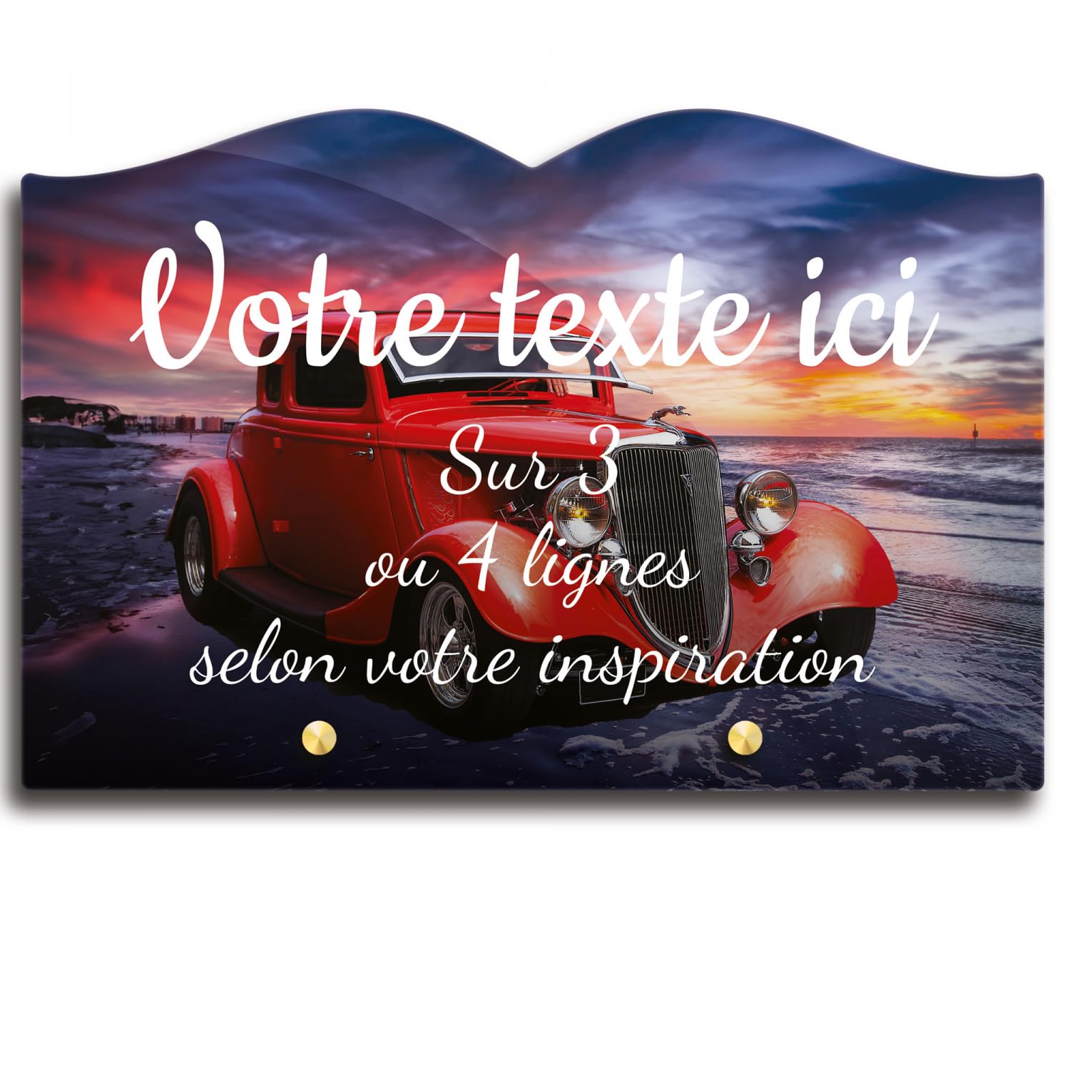 Targa funeraria Libro personalizzabile in plexi auto vintage 02 diverse dimensioni spessore 6 mm personalizzato su più linee 30x20 cm