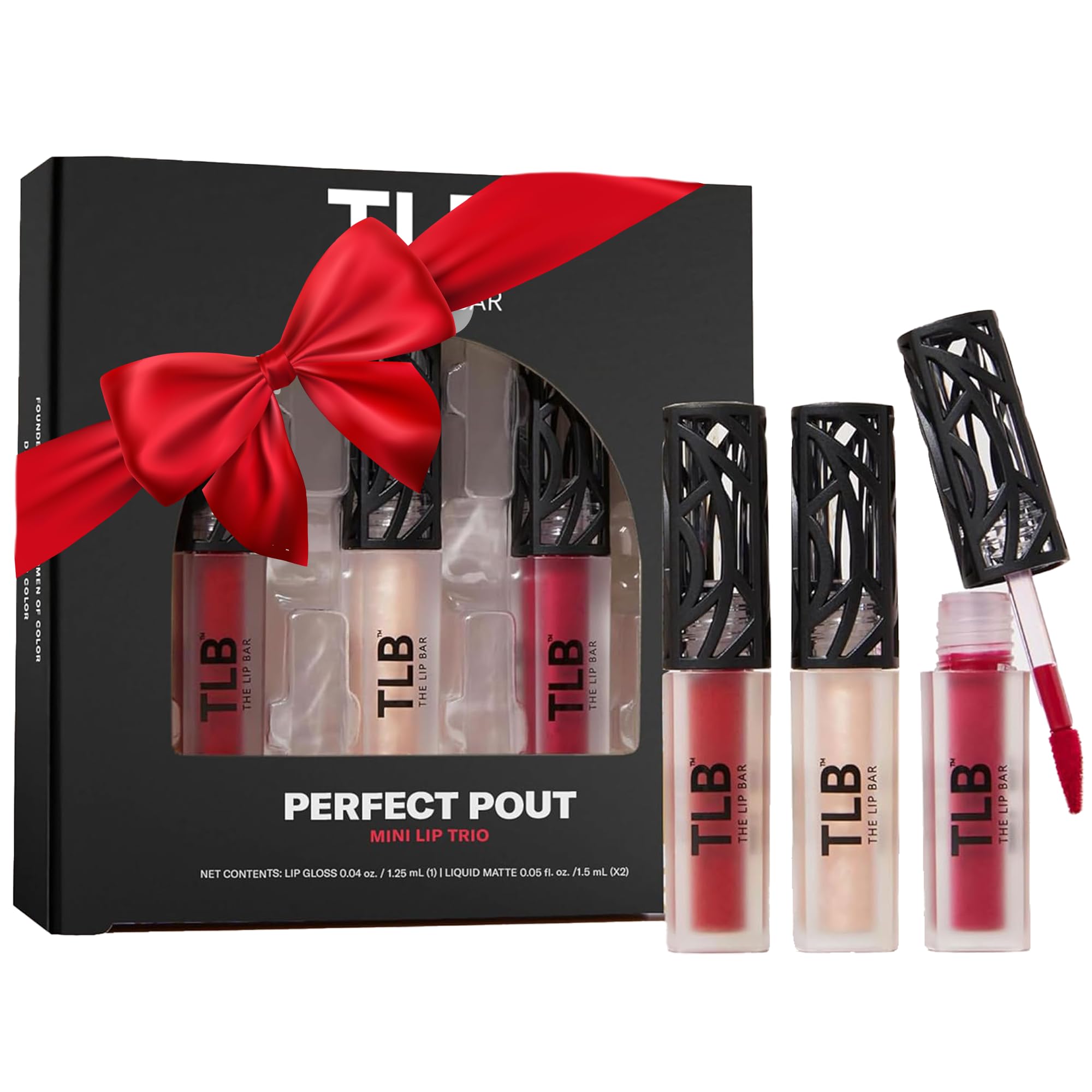The Lip Bar - Perfect Pout Mini Lip Trio Gift Set (3 Products) - Nonstop Liquid Matte Lipstick & Non-Sticky Lip Gloss - Travel Size - Gift Box - Vegan, Gluten Free, Cruelty Free - Makeup & Cosmetics