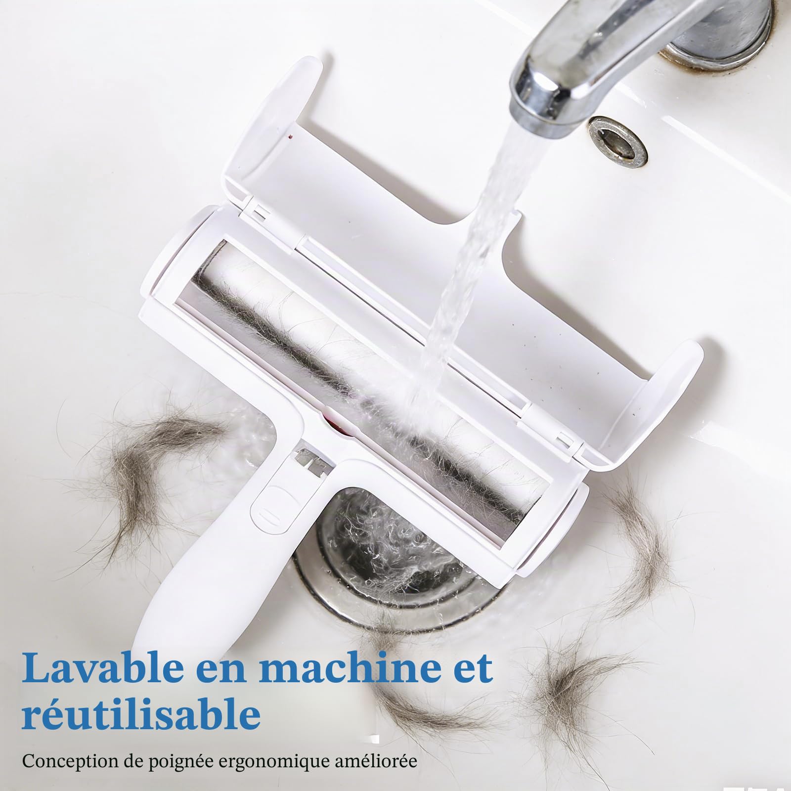 Brosse Anti Poils Animaux Chat Chien, Brosse Ramasse Enlève Poils, Ramasse Poils Animaux, Réutilisable pour Poils, Bouloches Réutilisable, pour Canapé, Arbre à Chat, Voiture, lit, Tapis