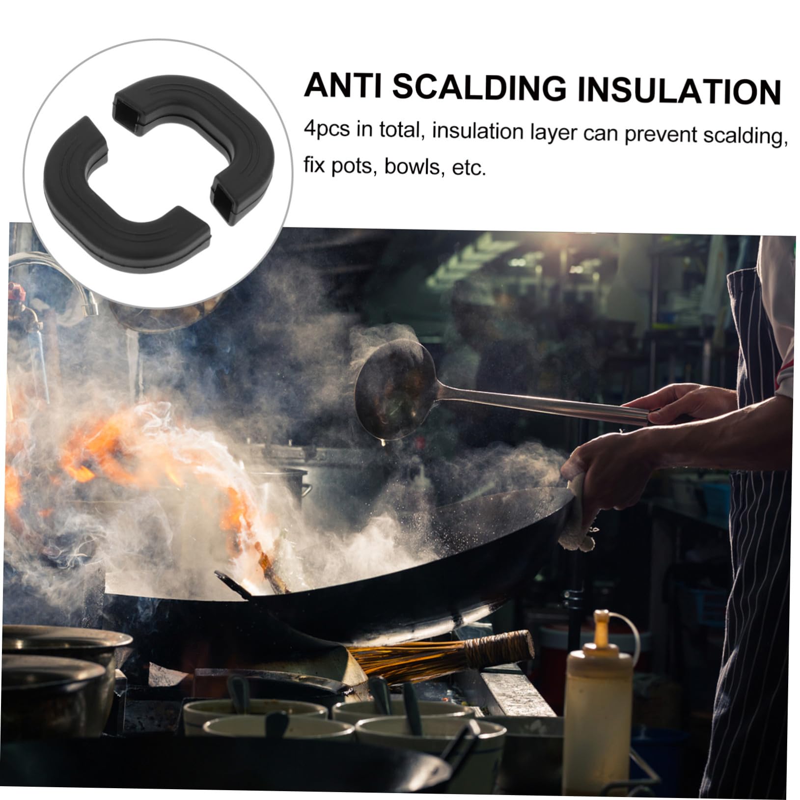 4 Piezas Fundas de Silicona para Asas de Ollas Antideslizantes y Aislantes Térmicos Protección contra Quemaduras para Cocina y Cómoda