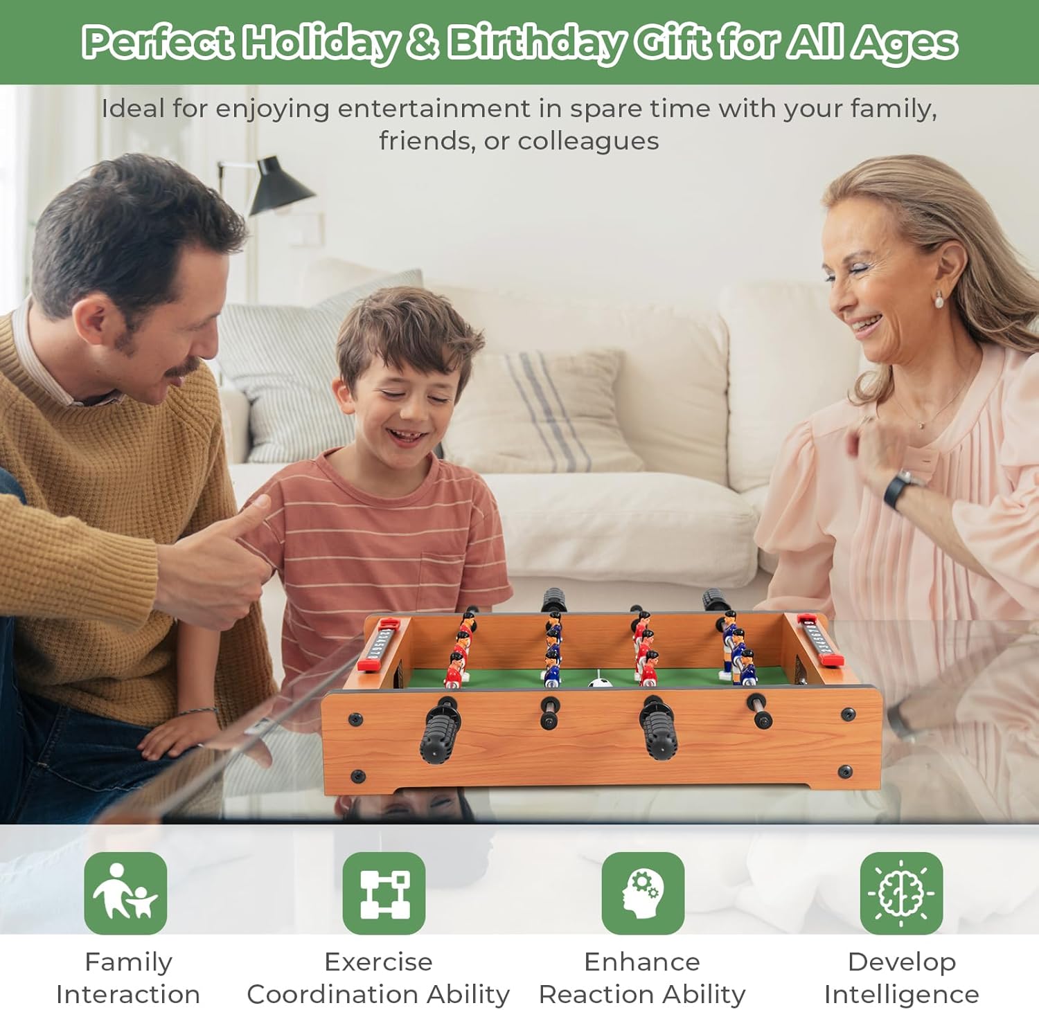 Giantex 20" Foosball Table, Easily Assemble Wooden Mini Foosball Table Top w/Footballs, Soccer Table for Arcades, Game Room, Bars, Parties, Family Night