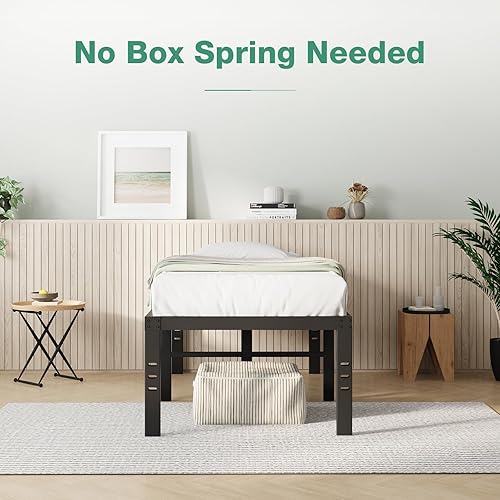 Miniatura 104 de Novilla - Base de cama matrimonial, plataforma de metal de 14 pulgadas, con espacio de almacenamiento debajo de la cama, soporte de listones de