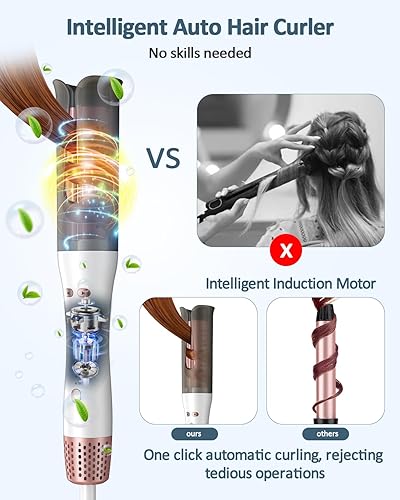Miniatura 2 de CkeyiN Rizador automático, rizador automático profesional antienredos con barril iónico de cerámica de 1.25 pulgadas y 4 temperaturas, varita