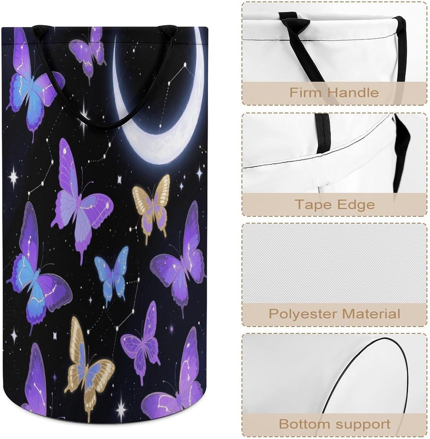 Butterfly Laundry Hamper Fashion Dirty Laundry Hamper Portable Laundry Hampers with Handles Lightweight Large Clothes Storage Basket for Bedroom Bathroom