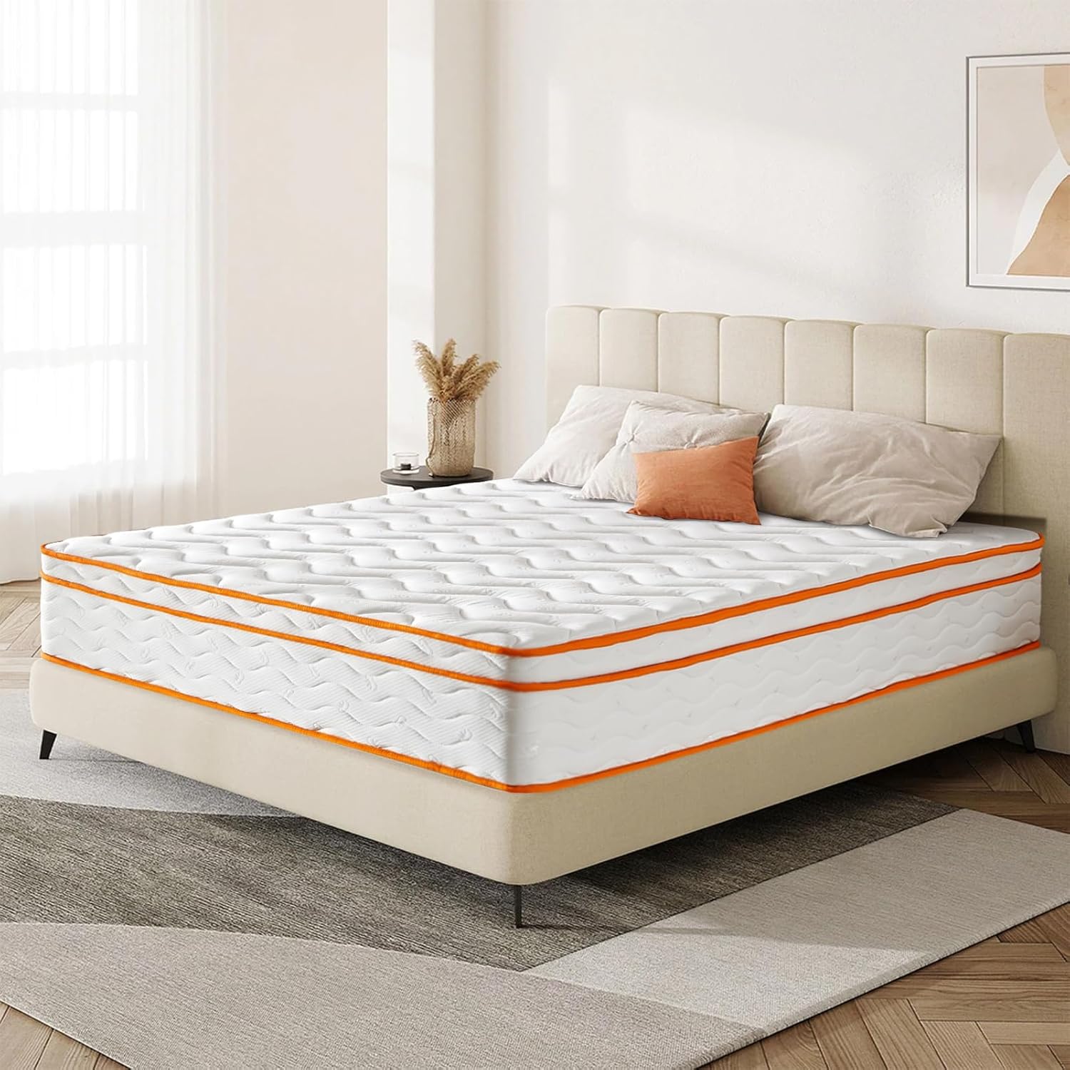 KBQ 12 Inch Medium Firm Hybrid Mattress with Gel Memory Foam and Pocketed Springs, King Size, Pressure Relief and Support, Motion Isolation, CertiPUR-US Certified