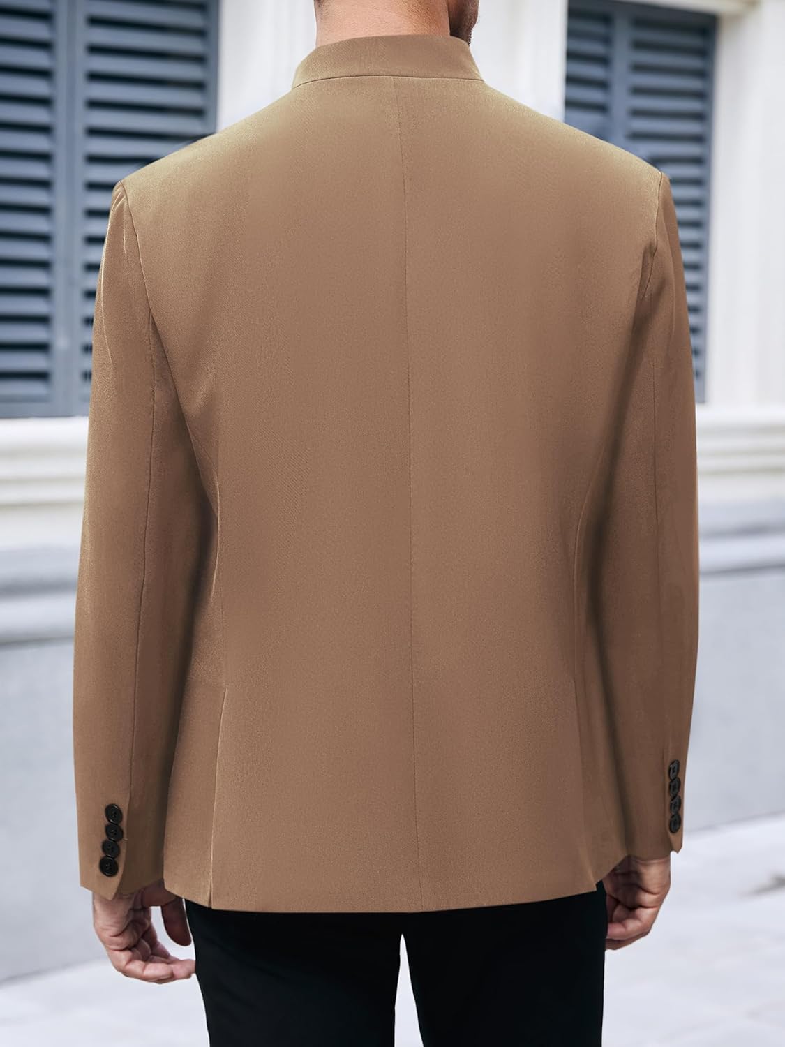 Mens Casual Suit Blazer Jackets Stand Mandarin Collar Lightweight Lined Business Dress Sport Coats - Image 3