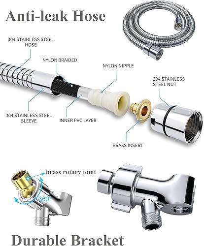 Miniatura 6 de BOWGER Cabezal de ducha de mano multifunción de alta presión con 7 modos, lavado eléctrico integrado para limpiar la bañera, azulejos y mascotas,