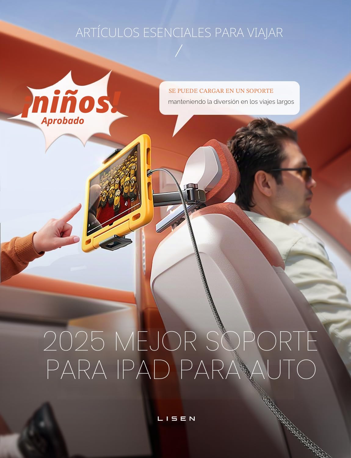 LISEN Soporte para iPad Tablet Centro de coche, soporte universal para teléfono móvil, organizador de coche, accesorios para el interior del coche, extensible, accesorios de viaje para iPad Air