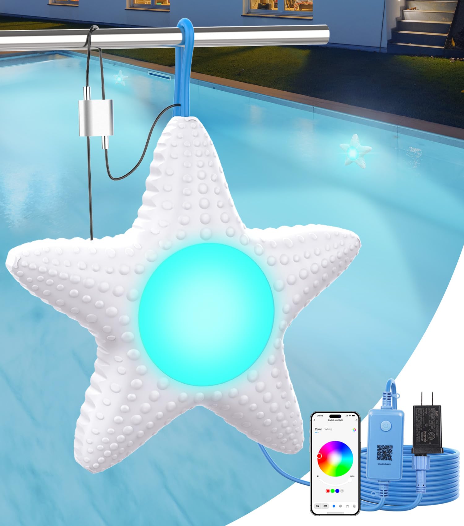 Doosela LED Pool Lights with APP Control, 10W RGB Dimmable Underwater