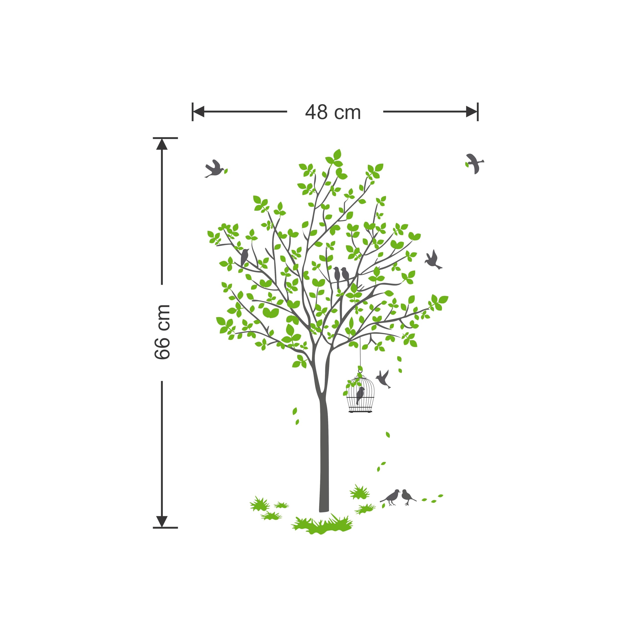 DreamKraft Tree with Swing & Birds Wall Sticker – Nature Theme PVC Vinyl Art for Living Room & Kids Room Décor (Size: 60 x 90 cm) 4