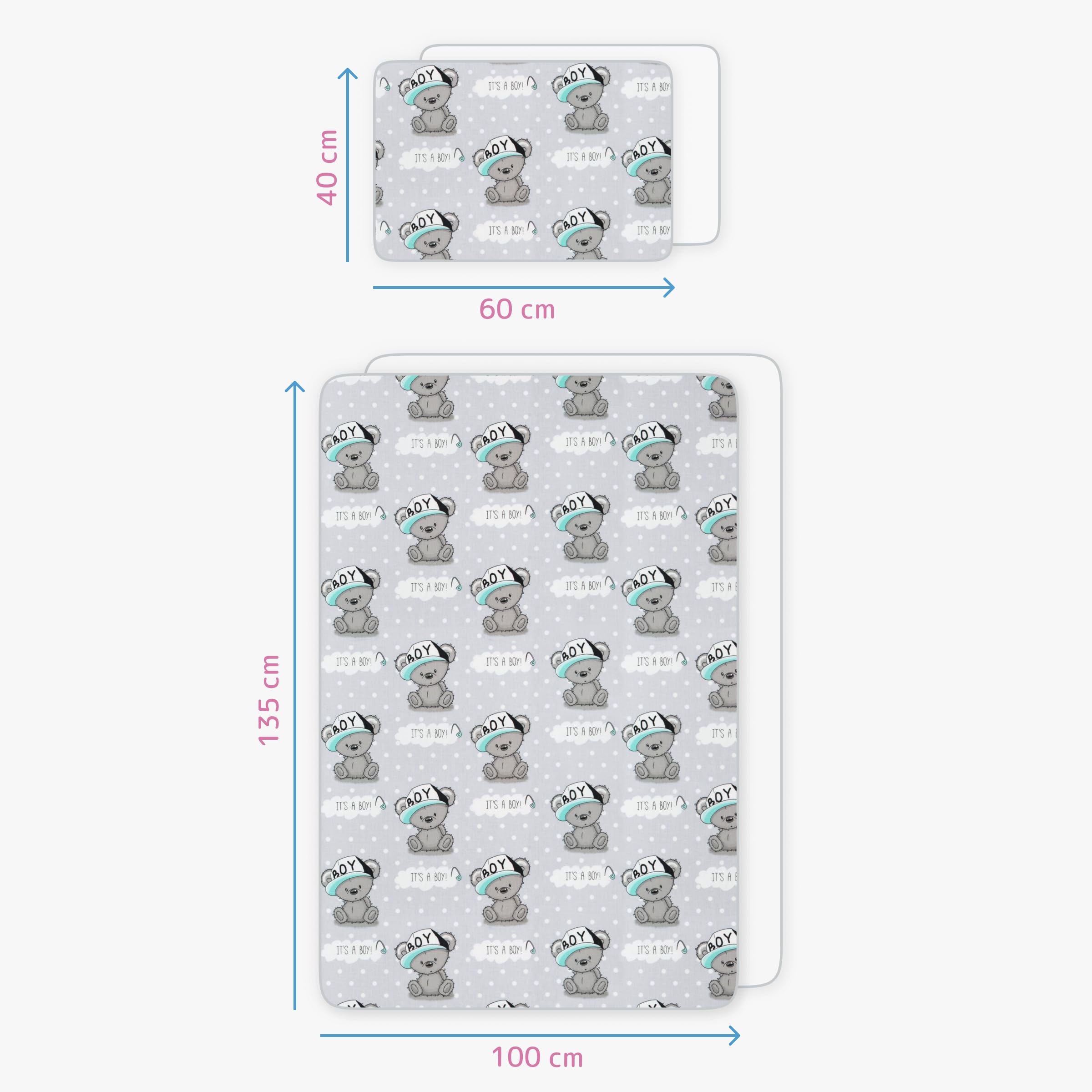 Baby Comfort 4 Piece Toddler Kids Cot Bed Set 120x90 cm Duvet Pillow Duvet Cover Pillowcase 12M+ (It's a Boy) — view 52