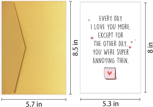 Goroar Funny Valentines Day Card for Him Her, Sarcastic Anniversary Card for Husband Wife, Witty Love Card, Birthday Card for Partner, Every I Love You More