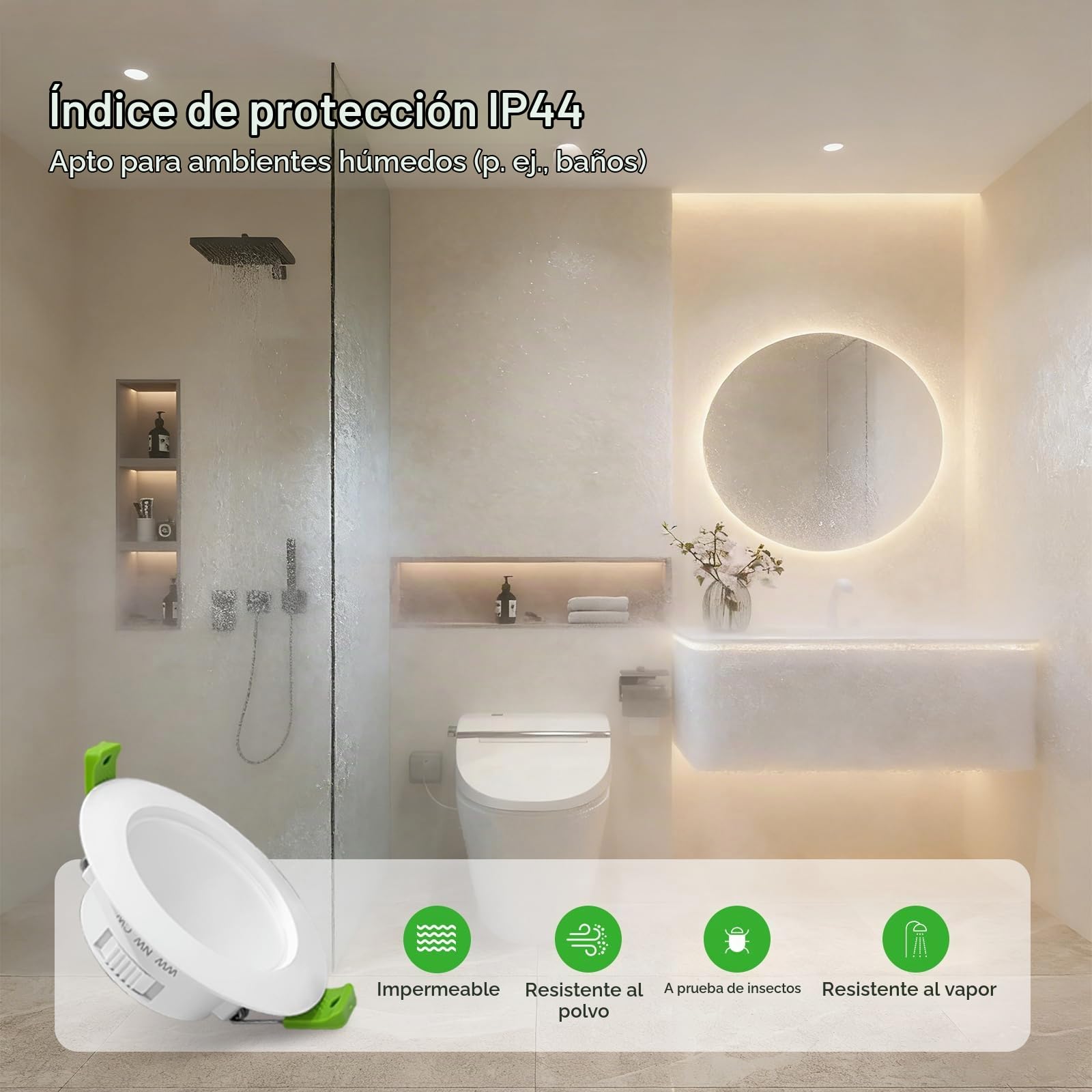 GY 12 Pack Clase B Focos LED Interior Techo Regulable, 4.5W 708LM Downlight LED Techo Empotrable, 3000K Luz Calida 4000K Luz Neutra 6500K Luz Frío, Corte 80mm-95mm, IP44 Ojos de Buey para Baño