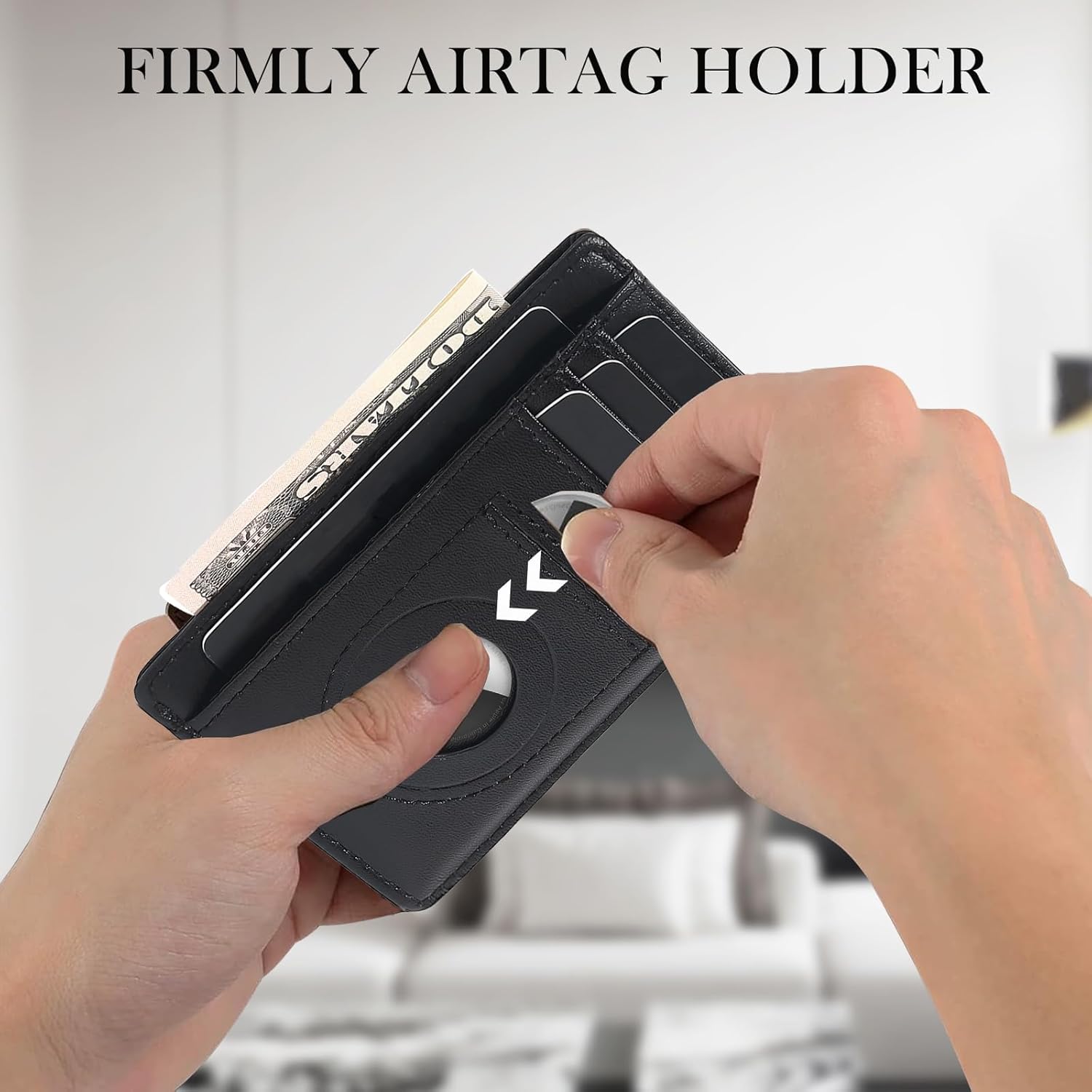 Mens Airtag Wallet,Slim Bifold Leather Wallet for Apple Air Tag,RFID Blocking Cash Credit Card Wallet with ID Window,Card Slots,Money Clip (Minimalist) - Image 5