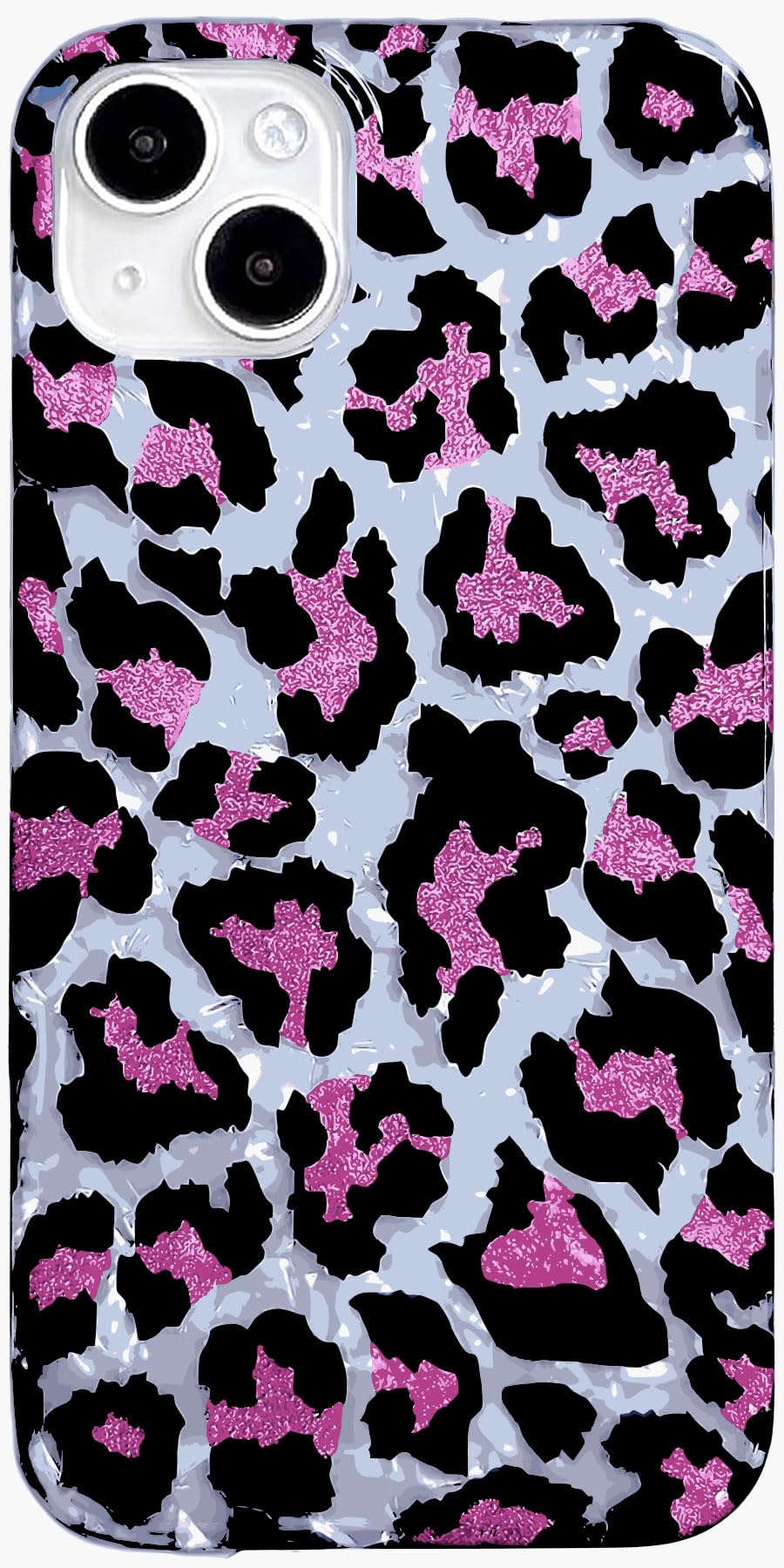 J.west Leopard Compatible with iPhone 15 Plus Case 6.7-inch,Luxury Glitter Cheetah Print Design Slim Soft Silicone Bumper Protective Phone Cases Cover for Women Girls Pink