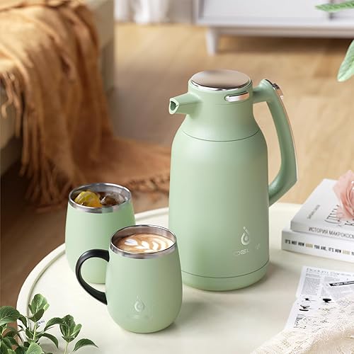 Miniatura 8 de IDEUS Jarra térmica de café de 68 oz (0.1 fl oz), frasco aislado al vacío de doble pared de acero inoxidable, jarra de agua, servidor de café y